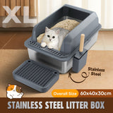 DS BD Stainless Steel Cat Litter XL High Enclosed Pan Scoop 20L with Filter