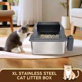 DS BD Stainless Steel Cat Litter XL High Enclosed Pan Scoop 20L with Filter