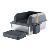 DS BD Stainless Steel Cat Litter XL High Enclosed Pan Scoop 20L with Filter