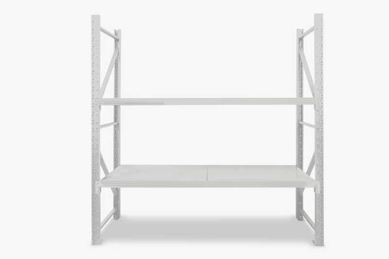 2-Layer Longspan Shelving Grey White - 2 M