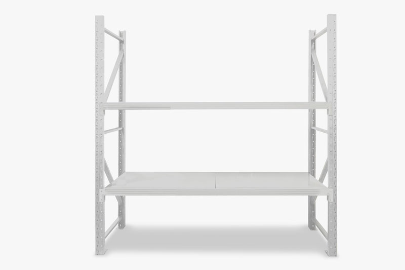 2-Layer Longspan Shelving Grey White - 2 M