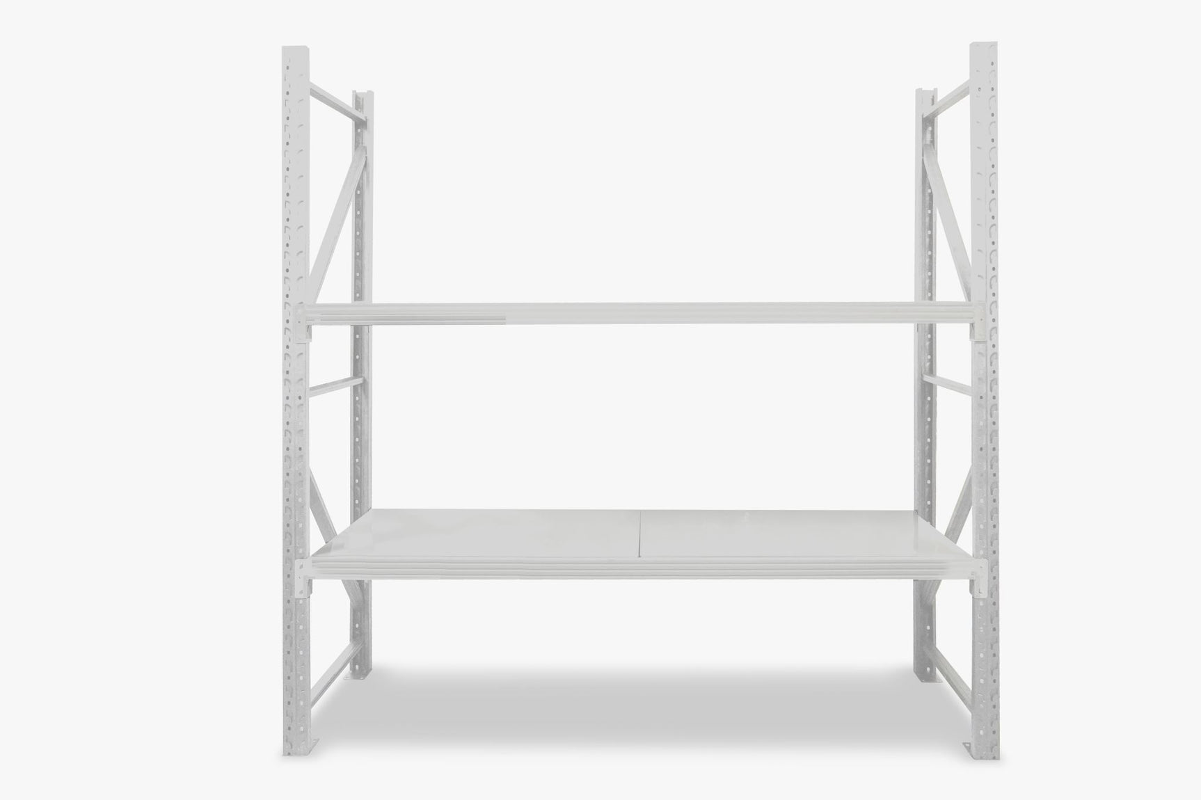 2-Layer Longspan Shelving Grey White - 2 M