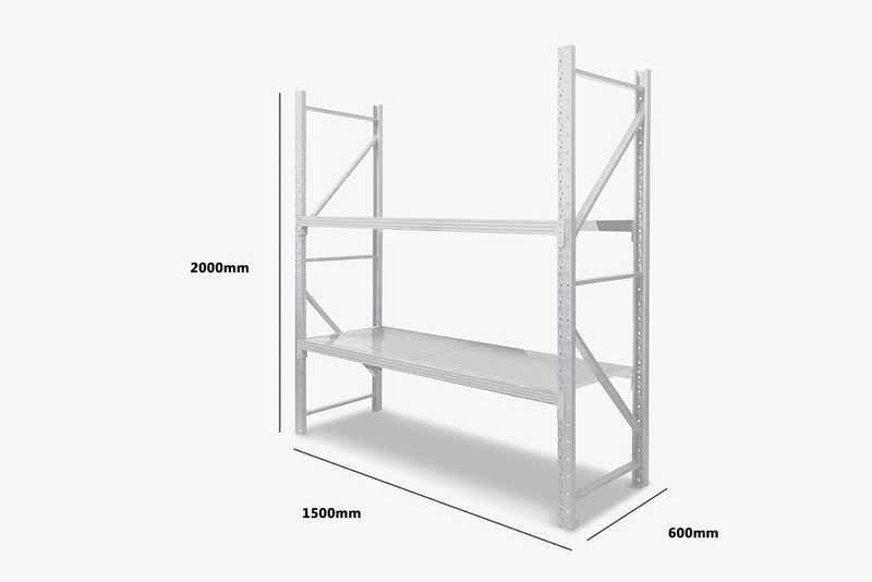 2-Layer Longspan Shelving Grey White - 1.5 M