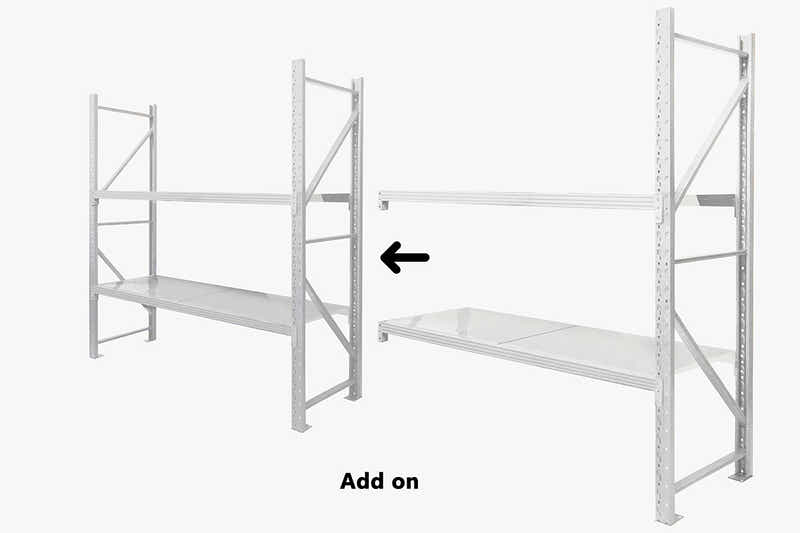 2-Layer Longspan Shelving Grey White - 2 M