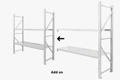 2-Layer Longspan Shelving Add-On Grey White – 1.5 M