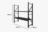 Longspan Shelving 1.5M - Main Bay 2 Layer Black