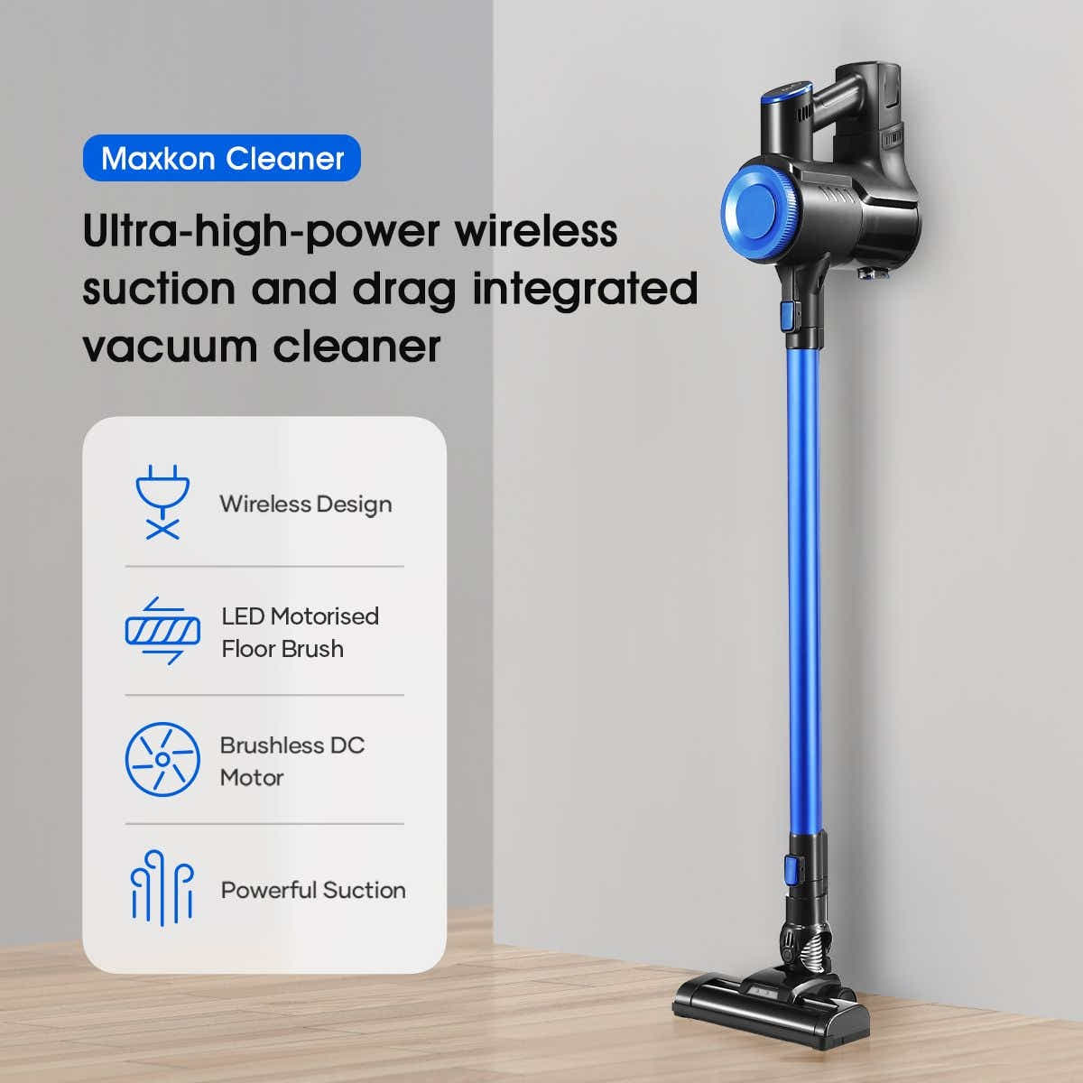 DS BD Maxkon Cordless Vacuum Cleaner Brushless Stick Handheld 20kpa 2 Speed