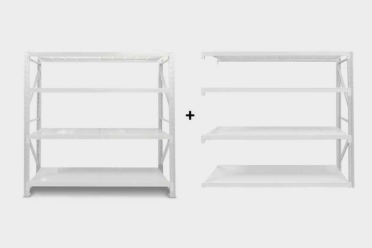4-Layer Longspan Shelving Grey White - 1.5 M