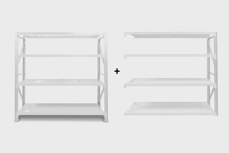 4-Layer Longspan Shelving Grey White - 1.5 M