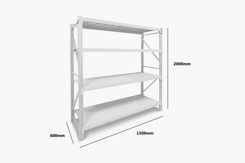 4-Layer Longspan Shelving Grey White - 1.5 M