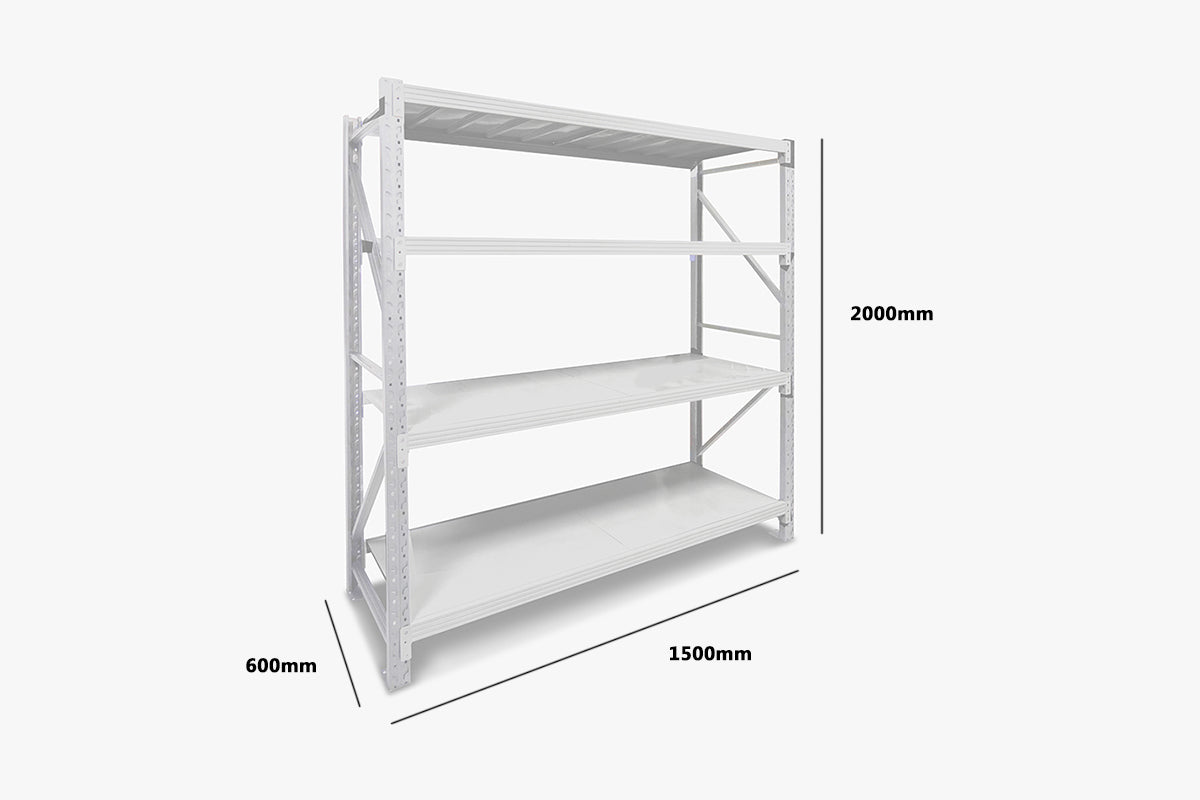 Longspan Shelving 1.5M - Main Bay 4 Layer Grey White