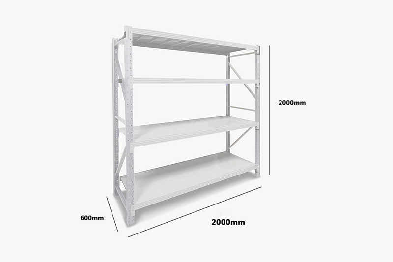 4-Layer Longspan Shelving Grey White - 2 M