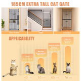 DS BD Retractable Safety Gate Dog Cat Extra Tall Fence 190 to 250cm Black