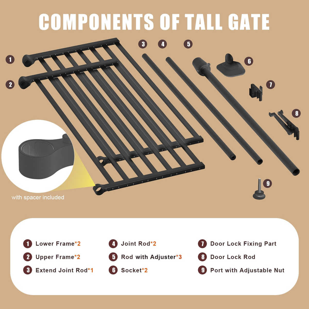 DS BD Retractable Safety Gate Dog Cat Extra Tall Fence 190 to 250cm Black