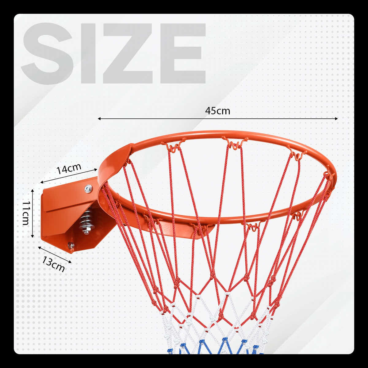 DS BD Genki Breakaway Basketball Rim Ring Hoop Goal Net 45cm Wall Mount Standard