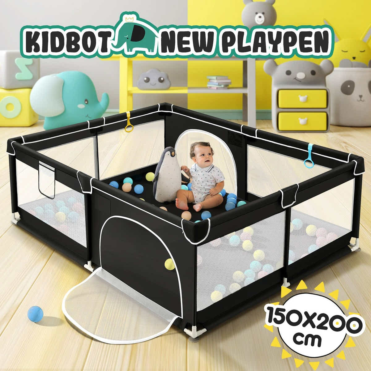 DS BD Baby Playpen Safety Gate Fence Kids Playground Play Walls 150x200cm