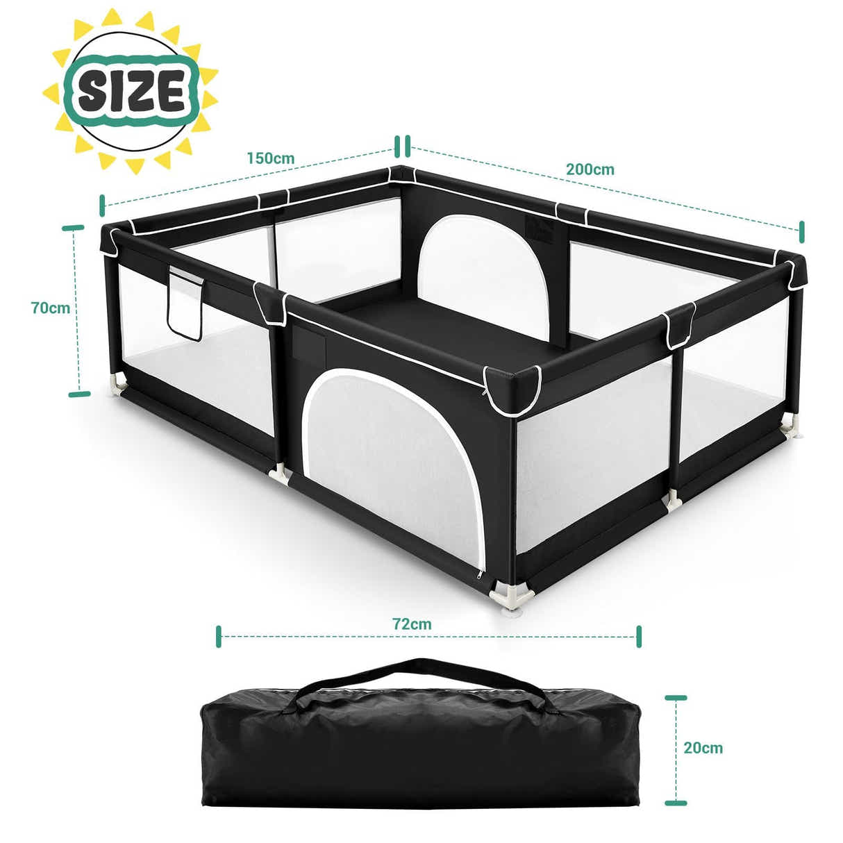 DS BD Baby Playpen Safety Gate Fence Kids Playground Play Walls 150x200cm
