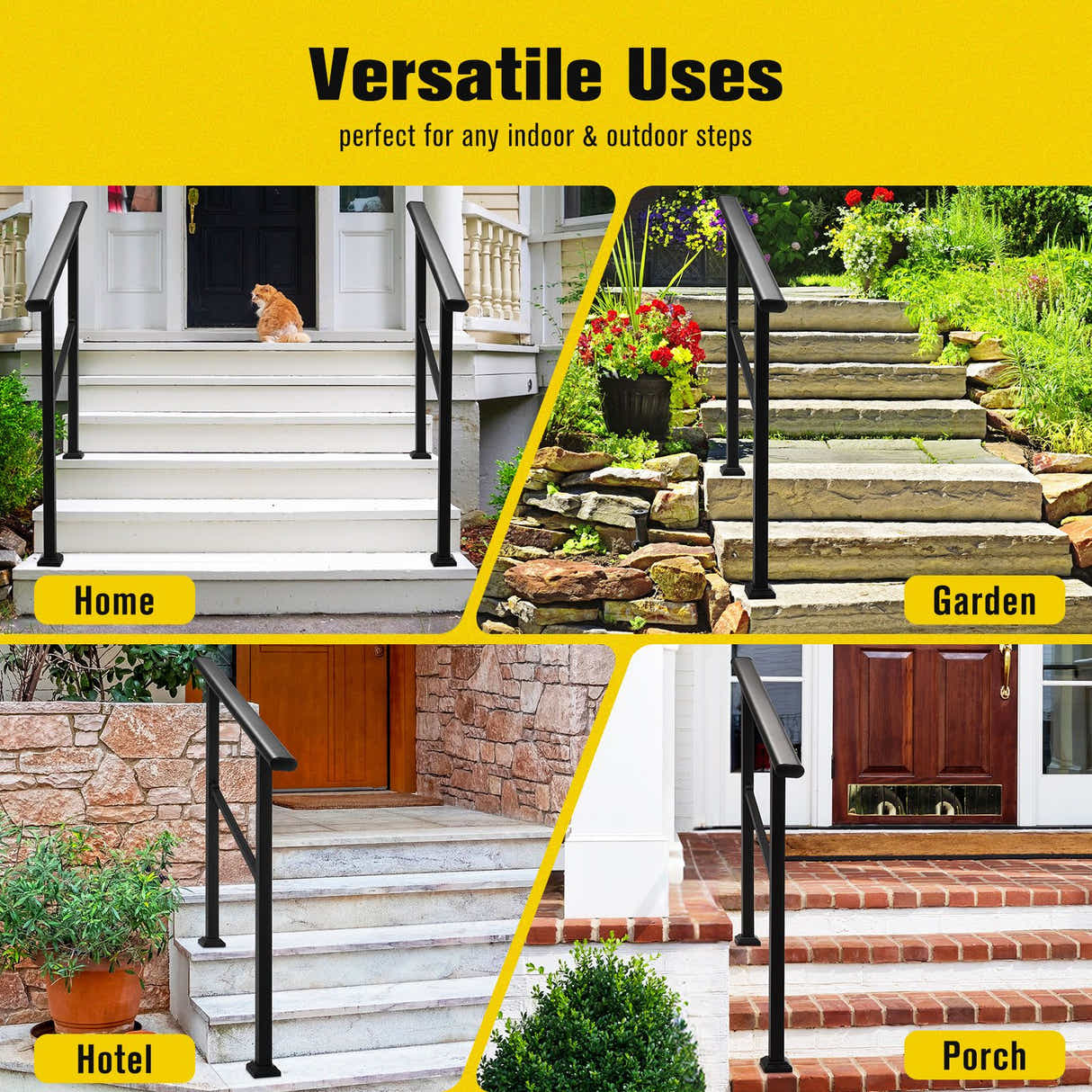 DS BD Stair Handrails Outdoor Steps Rail 2-3 Step Staircase Deck 97x102.5cm