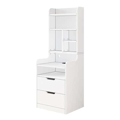 DS BD 2IN1 Beside Table Bookshelf LED Nightstand 2 Drawer Cabinet Wooden Bedroom