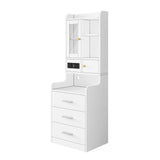 DS BD Table Bookshelf LED Nightstand Lamp Cabinet Wooden with Charging Station