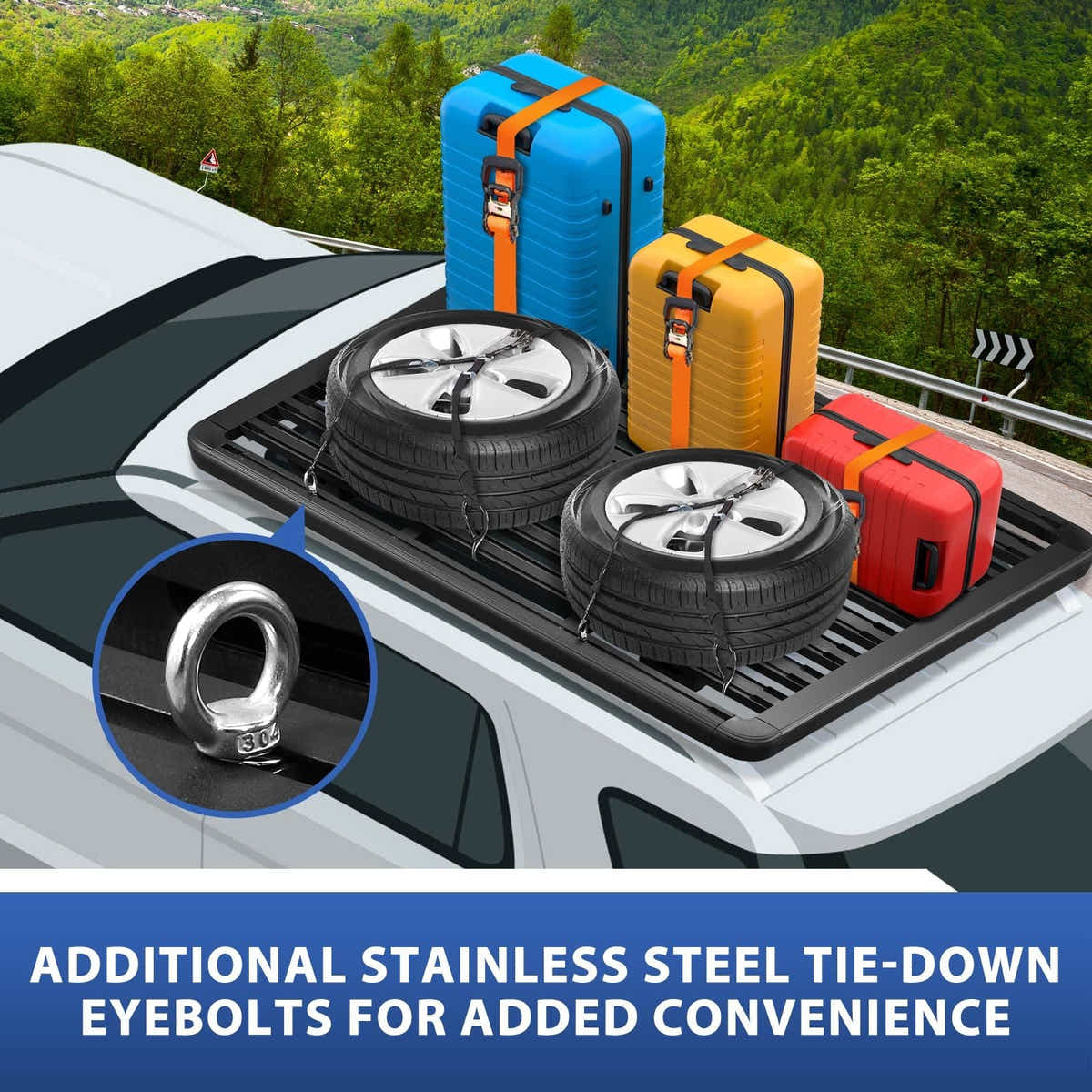 DS BD Universal Car Roof Rack Platform Storage Tray Basket Rooftop Alloy 300kg