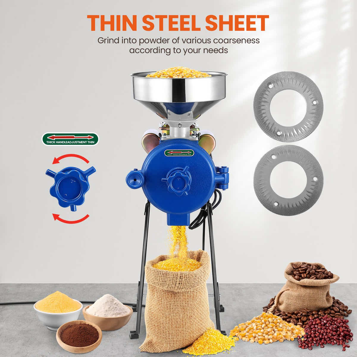 DS BD Electric Grain Mill Grinder Commercial Coffee Bean Spice Refining 3000W