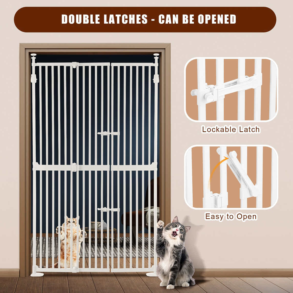 DS BD Retractable Safety Gate Dog Cat Extra Tall Fence 190 to 250cm White