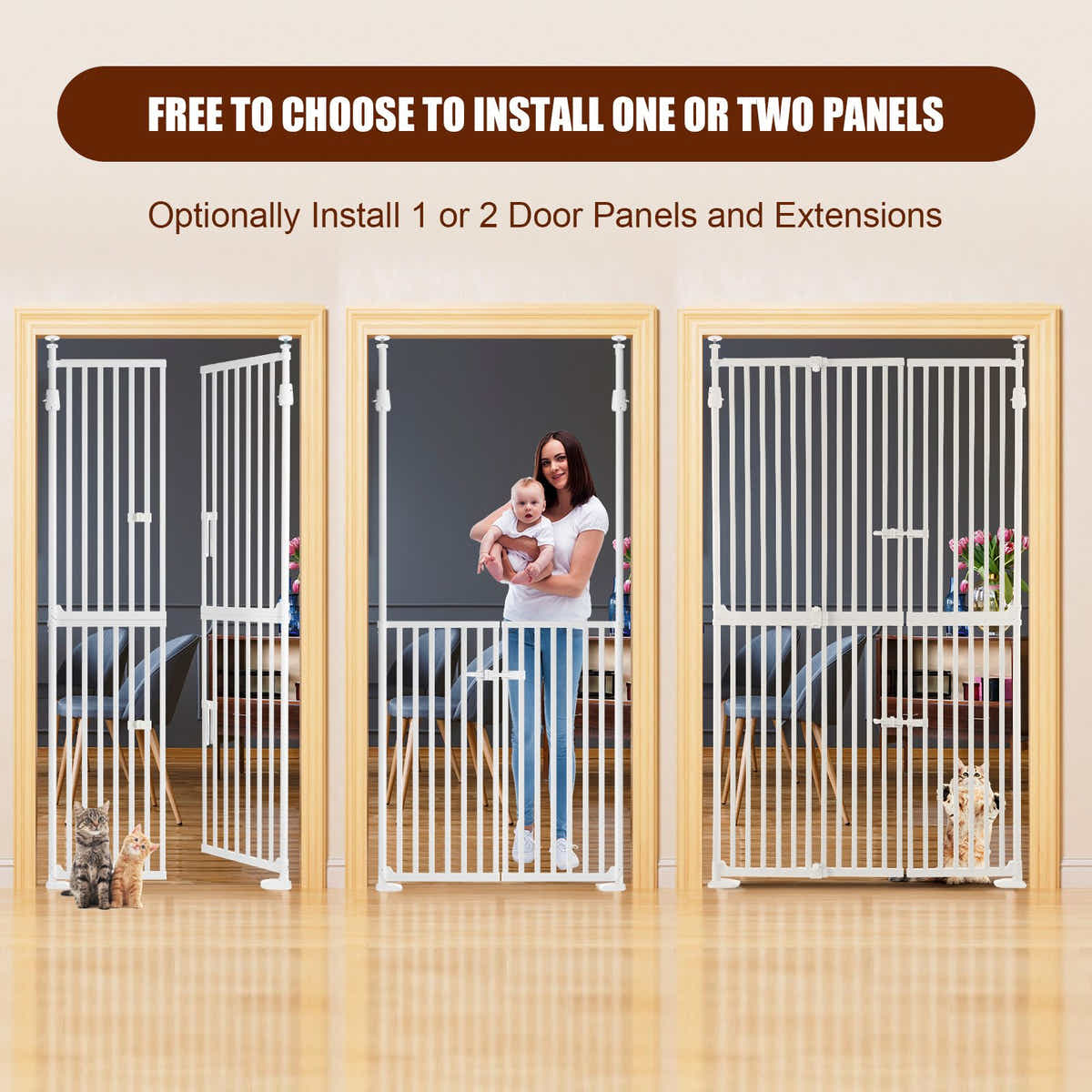 DS BD Retractable Safety Gate Dog Cat Extra Tall Fence 190 to 250cm White