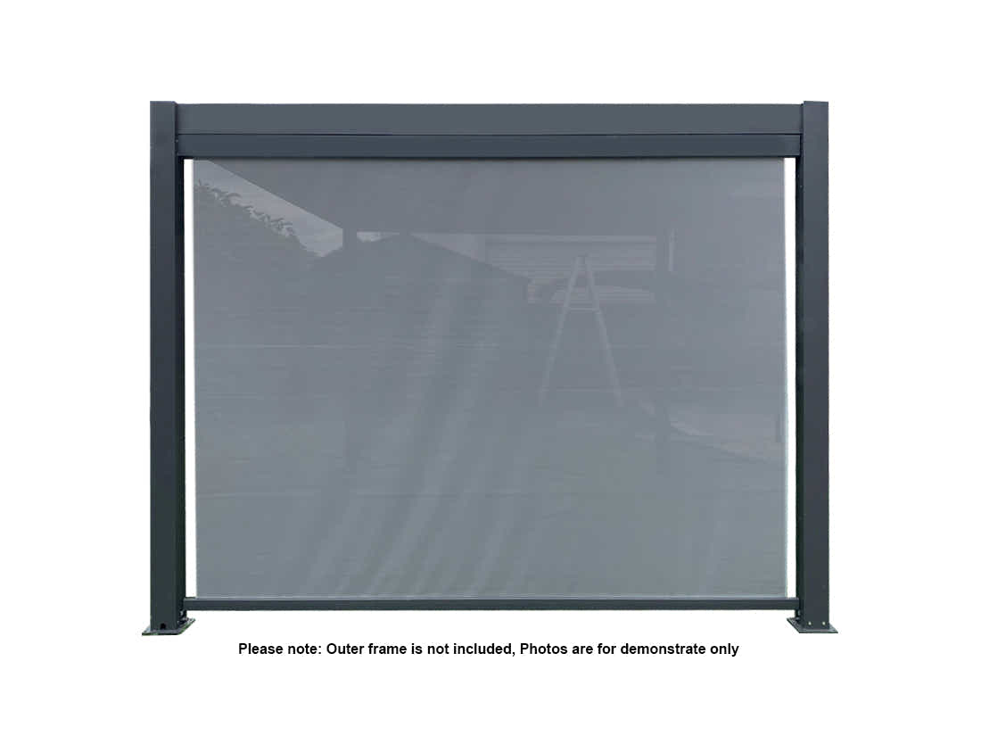 Pergola Blind with Grey Frame & Screen - 3m x 3m