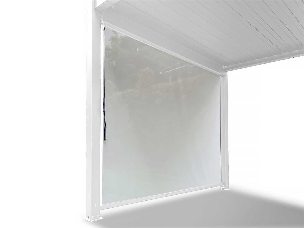 Pergola Blind with White Frame & Screen - 3m x 3m