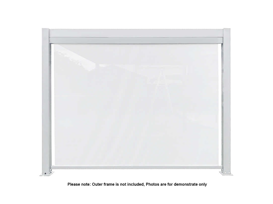 Pergola Blind with White Frame & Screen - 3m x 3m