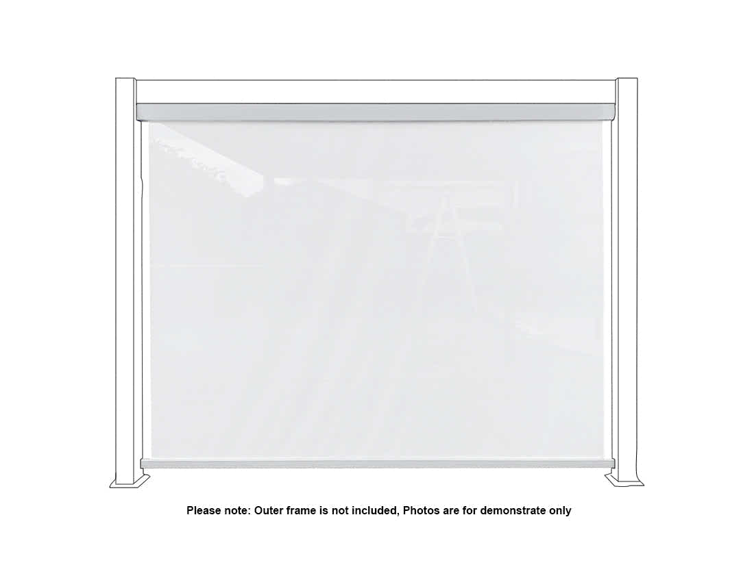 Pergola Blind with White Frame & Screen - 3m x 3m