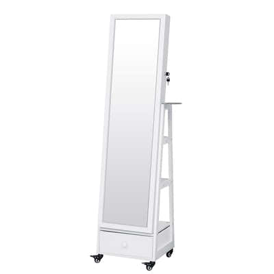 DS BD Length Floor Mirror Jewellery Cabinet Armoire Shelf LED Lights 40x37x160cm