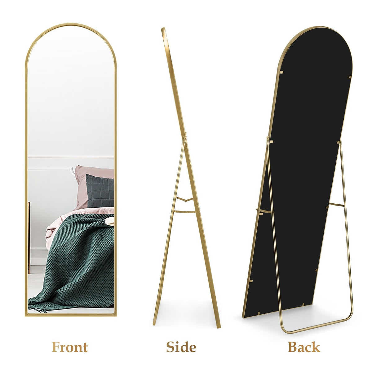 DS BD Arch Full Length Mirror Whole Standing Glass Gold Metal Stand 50x2x160cm
