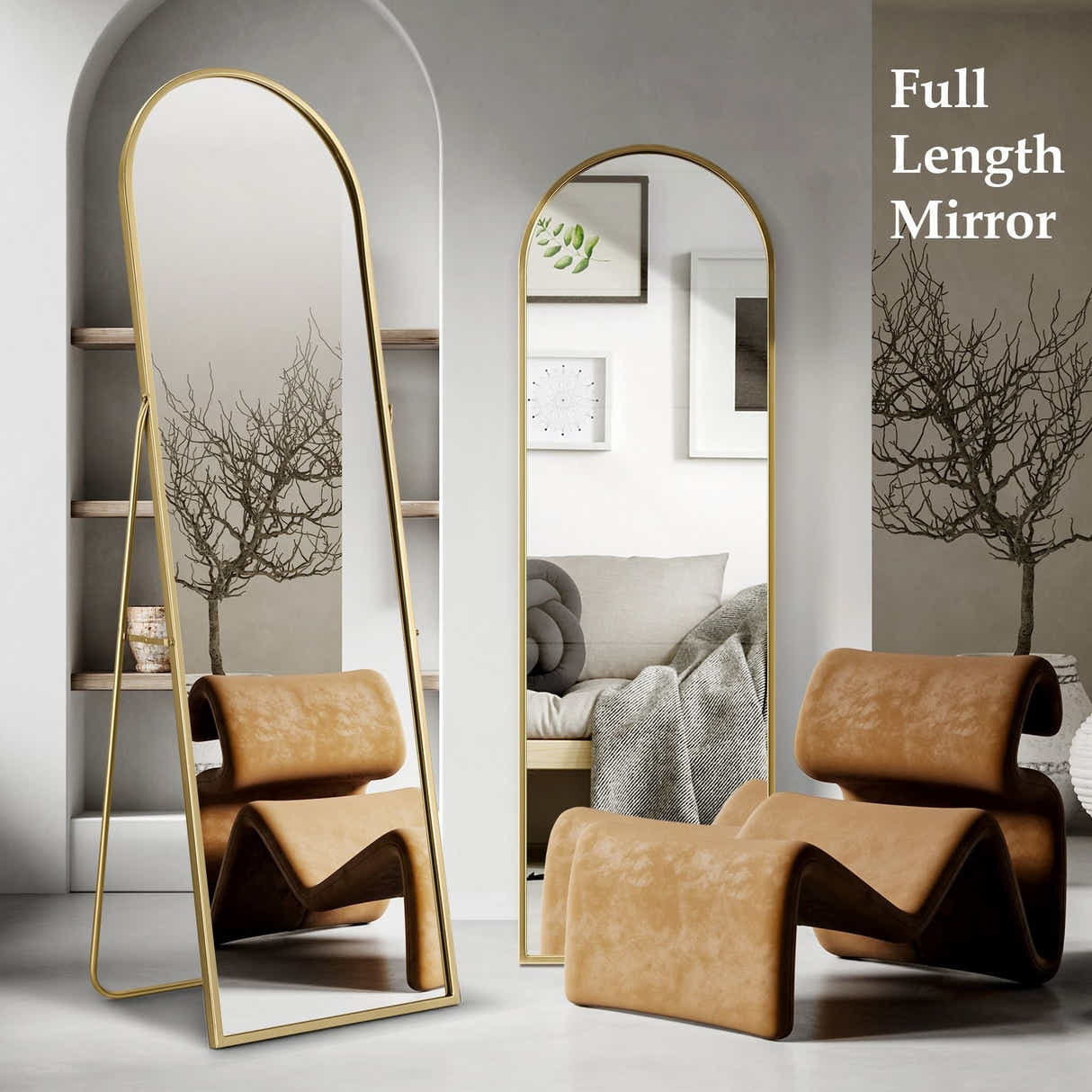 DS BD Arch Full Length Mirror Whole Standing Glass Gold Metal Stand 50x2x160cm