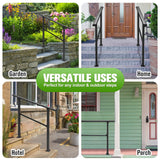 DS BD Stair Handrail 4 to 5 Steps Metal Adjustable Black Safety Guard
