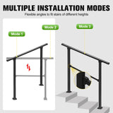 DS BD Stair Handrail 4 to 5 Steps Metal Adjustable Black Safety Guard