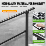 DS BD Stair Handrail 4 to 5 Steps Metal Adjustable Black Safety Guard