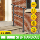DS BD Stair Handrail 2 to 3 Steps Black Metal Adjustable Safety Guard