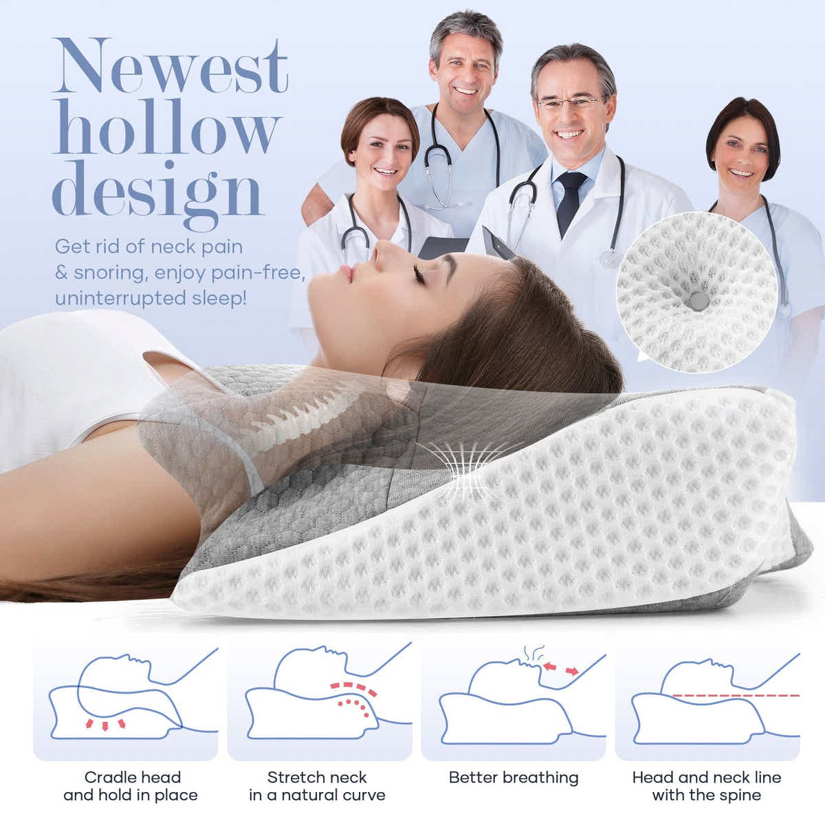 DS BD Luxdream Cervical Pillow Memory Foam Contour Neck Shoulder Ergonomic