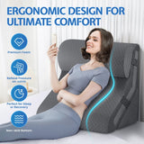 DS BD Wedge Pillow Set 3Pcs Triangle Bed Cushion Memory Foam Head Adjustable