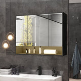 DS BD Bathroom Mirror Cabinet Medicine Storage Organiser LED Lights Doors Black