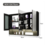 DS BD Bathroom Mirror Cabinet Medicine Storage Organiser LED Lights Doors Black