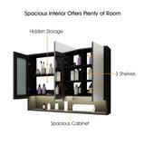 DS BD Bathroom Mirror Cabinet Medicine Storage Organiser LED Lights Doors Black