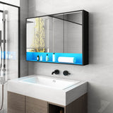 DS BD Bathroom Mirror Cabinet Medicine Storage Organiser LED Lights Doors Black