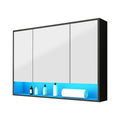 DS BD Bathroom Mirror Cabinet Medicine Storage Organiser LED Lights Doors Black