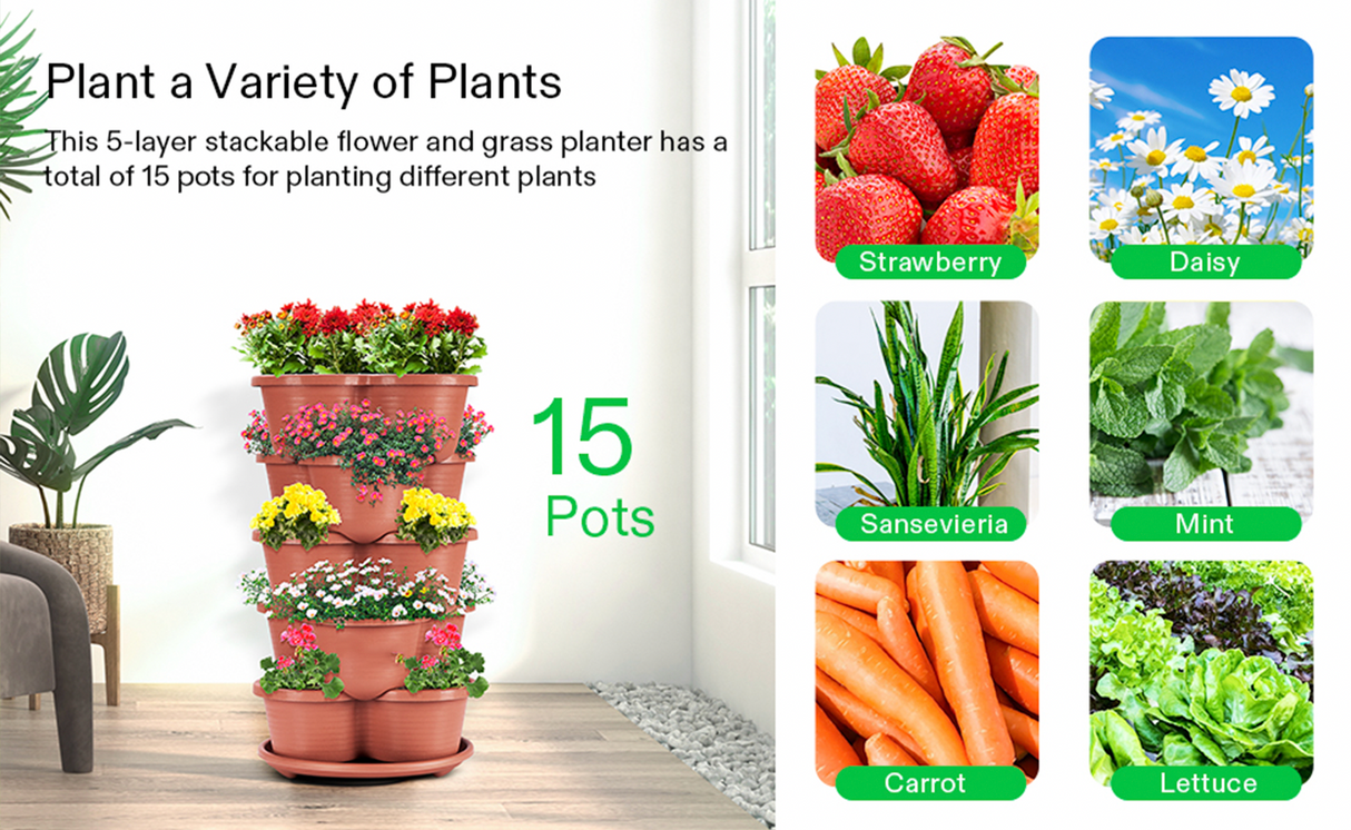 DS BS 5 Tier Vertical Stackable Planter