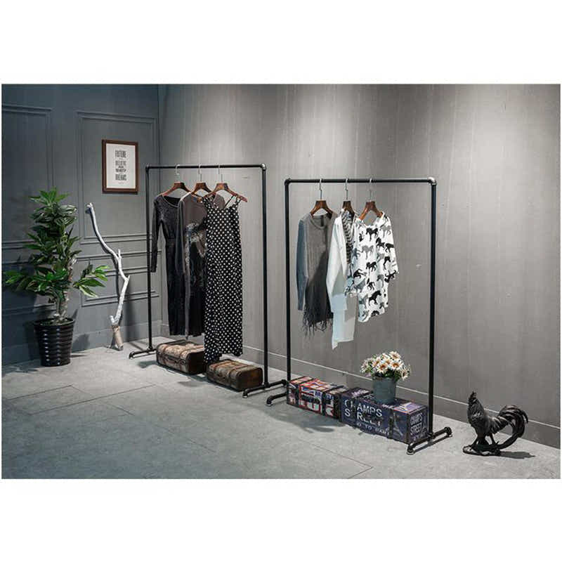DS BS Industrial Freestanding Pipe Clothing Rack 180X150cm-Black