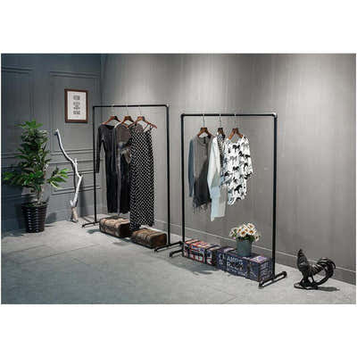 DS BS Industrial Freestanding Pipe Clothing Rack 180X150cm-Black