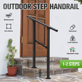 DS BD Stair Handrail 1 to 2 Steps Black Metal Adjustable Safety Guard